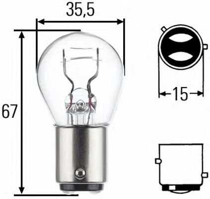 Лампа розжарювання, P21/4W 12V BAZ 15d HELLA 8GD004772121