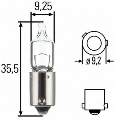 Лампа розжарювання H6W 12V 6W BAX 9s HELLA 8GH007643121