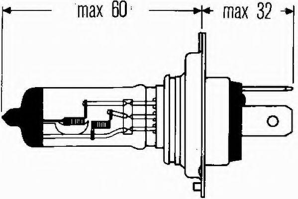 Лампа розжарювання H4 12V 60/55W P43t HELLA 8GJ002525131