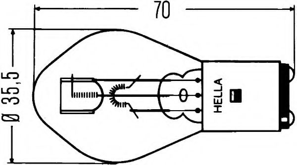 Лампа розжарювання S2 12V 35/35W BA20d HELLA 8GD002084131