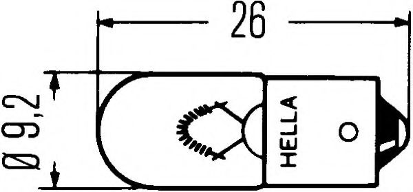 Лампа розжарювання, T4W 12V 4W BA 9s HELLA 8GP002067121
