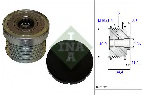 Шків генератора з обгінною муфтою  INA 535018310