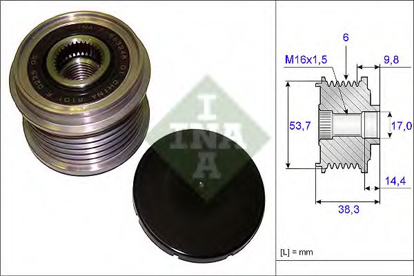 Шків генератора з обгінною муфтою  INA 535020310