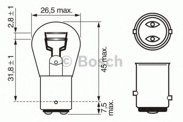 Автолампа (12V 21/5W P21/5W PURE LIGHT) BOSCH 1987302202