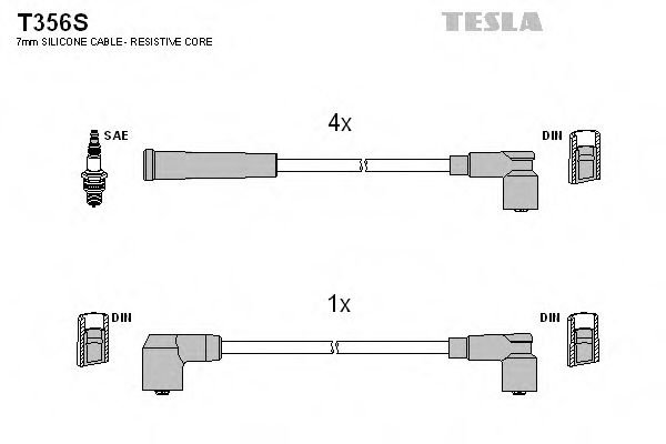 Дроти високовольтні, комплект TESLA BLATNA T356S