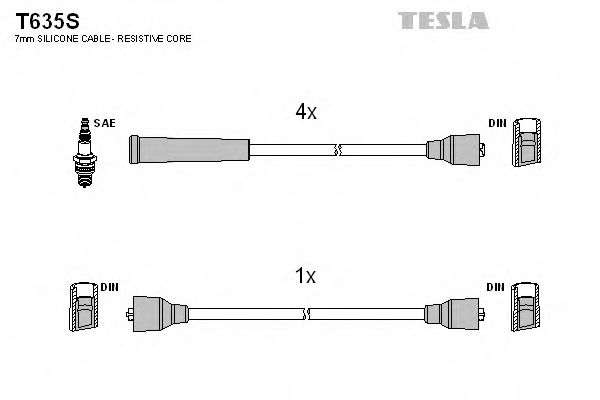 Дроти високовольтні, комплект TESLA BLATNA T635S