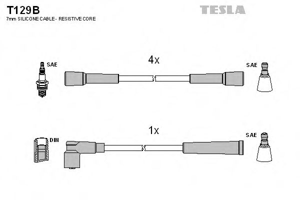 Дроти високовольтні, комплект TESLA BLATNA T129B