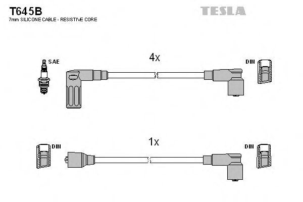Дроти високовольтні, комплект TESLA BLATNA T645B
