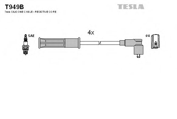 Дроти високовольтні, комплект TESLA BLATNA T949B
