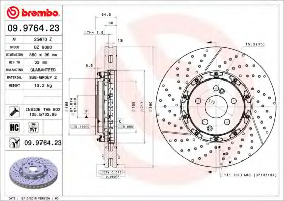 Диск гальмівний BREMBO 09976423