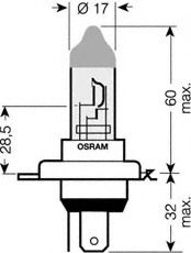 Лампа фарна H4 12V 60/55W P43t ULTRA LIFE 1шт.blister  OSRAM 64193ULT01B