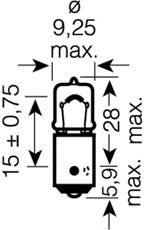Лампа розжарювання H6W 12V 6W BAX9s  OSRAM 64132
