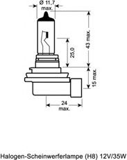 Автолампа Osram H8 35W 12V PGJ19-1 OSRAM 64212