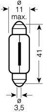 Лампа софітна, допоміжне освітлення C10W 12V 10W SV8.5-8  OSRAM 6411