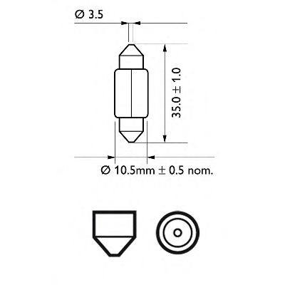 Автомобiльна лампа: 12 [В] C5W Vision 5W цоколь SV8,5 PHILIPS 12844CP