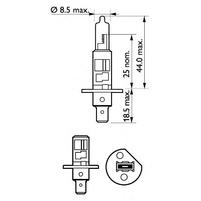 Автомобiльна лампа: 12 [В] H1 LongLife EcoVision 55W цоколь P14,5s PHILIPS 12258LLECOC1
