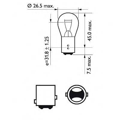 Автомобiльна лампа: 12 [В] P21/5W STANDART 21/5W цоколь BAY15d PHILIPS 12499CP