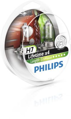 Лампа розжарювання H7 12V 55W PX26d LongerLife Ecovision 2шт PHILIPS 12972LLECOS2