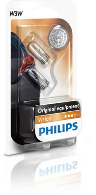 Лампа розжарювання W3W 12V 3W W2,1X9,5d 2шт bliste VISION  PHILIPS 12256B2