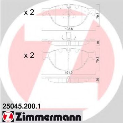 Гальмівні колодки, дискові ZIMMERMANN 250452001