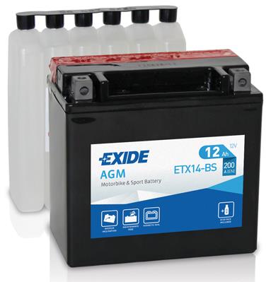 Мото акумулятор Exide AGM ETX14-BS 12Ah 200A L+ EXIDE ETX14BS