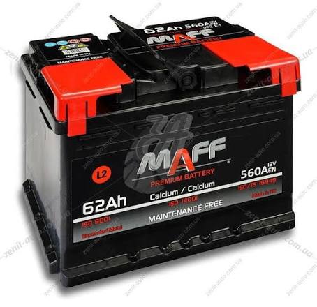 Батарея акумуляторна MAFF 6СТ-62 12В 62 Аг 560A(EN) L+ MAFF 562E1