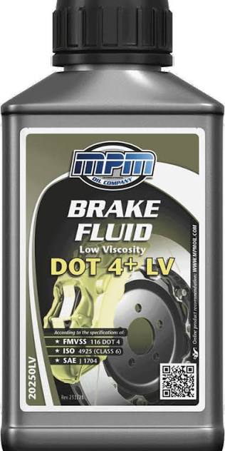Гальмівна рідина MPM  DOT4+ Lov Viscosity  250 мл.   MPM 20250LV